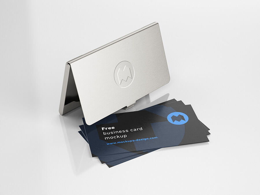 Business Card Holder Mockup with silver and gold color FREE PSD