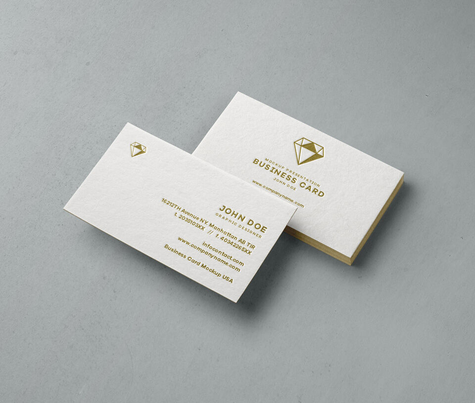 Business Card Mockup Featuring Front And Back View FREE PSD