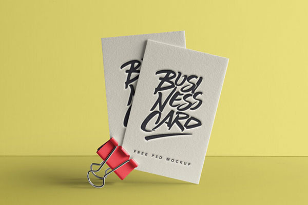Business Card Mockup With A Binder Clip FREE PSD