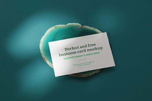 Business Card On Green Agate Mockup FREE PSD