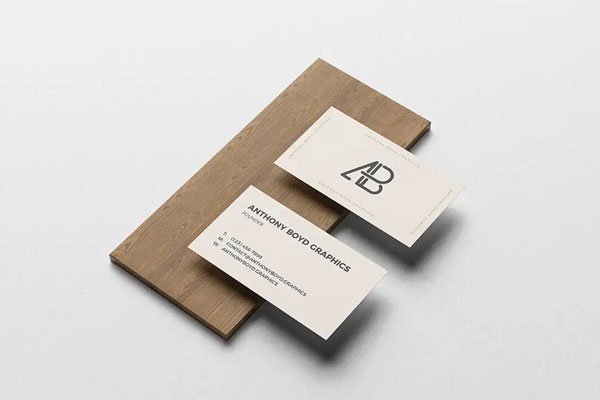 Business Card On Wooden Board Front And Back Mockup FREE PSD