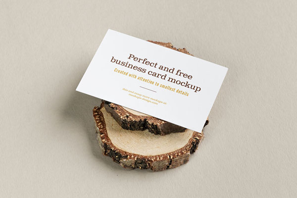 Business Card On Wooden Trunks Mockup FREE PSD