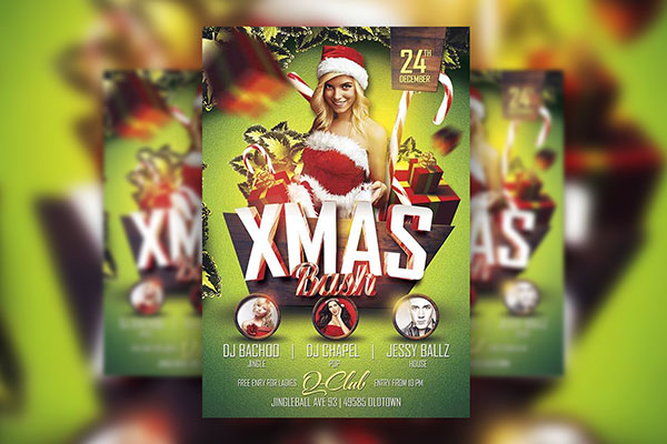 Christmas Bash Party Flyer Template FREE PSD