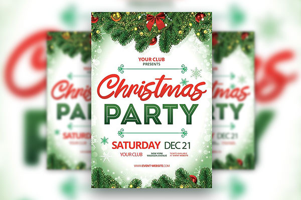 Christmas Club Party Event Flyer Template FREE PSD