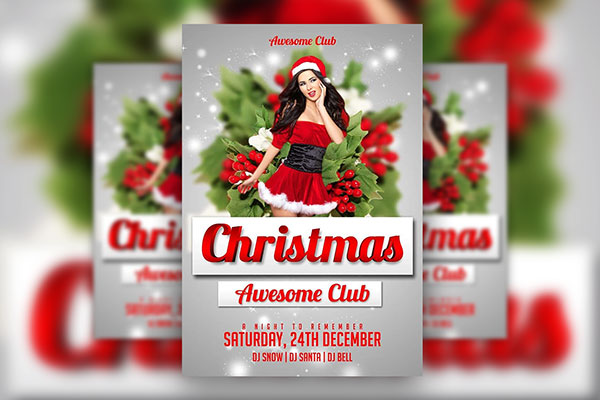 Christmas Club Party Flyer Template FREE PSD