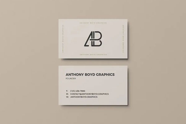 Classic Business Card Back and Front View Mockup FREE PSD