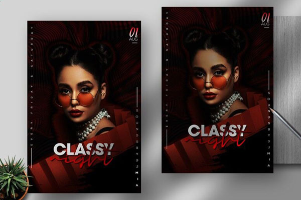 Classic Party Flyer Template Featuring Dark Theme FREE PSD