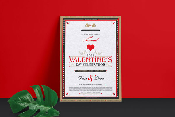 Classy Border Valentine Flyer Template FREE PSD