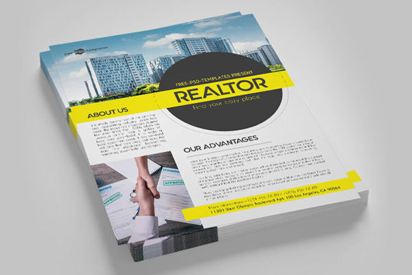 Clean Real Estate Flyer and Facebook Cover Templates FREE PSD