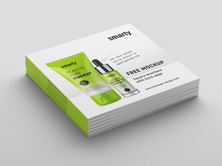 Clean Square Brochure With Hard Edge Mockup FREE PSD