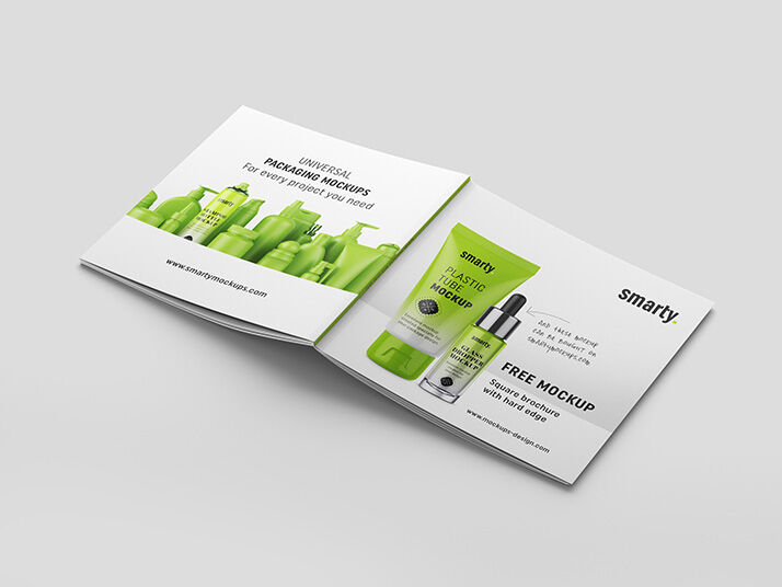 Clean Square Brochure With Hard Edge Mockup FREE PSD