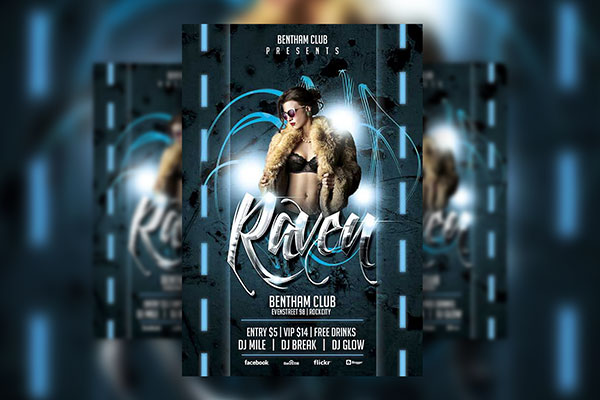 Club Party Flyer Template Featuring Blue Theme FREE PSD