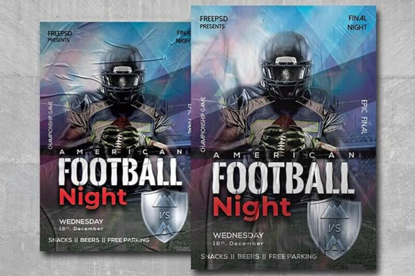 Colorful American Football Flyer and Facebook Cover Templates FREE PSD