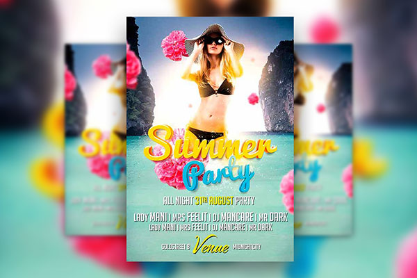 Colorful Summer Party Flyer Template FREE PSD
