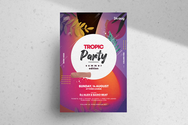 Colorful Summer Tropical Event Flyer Template FREE PSD