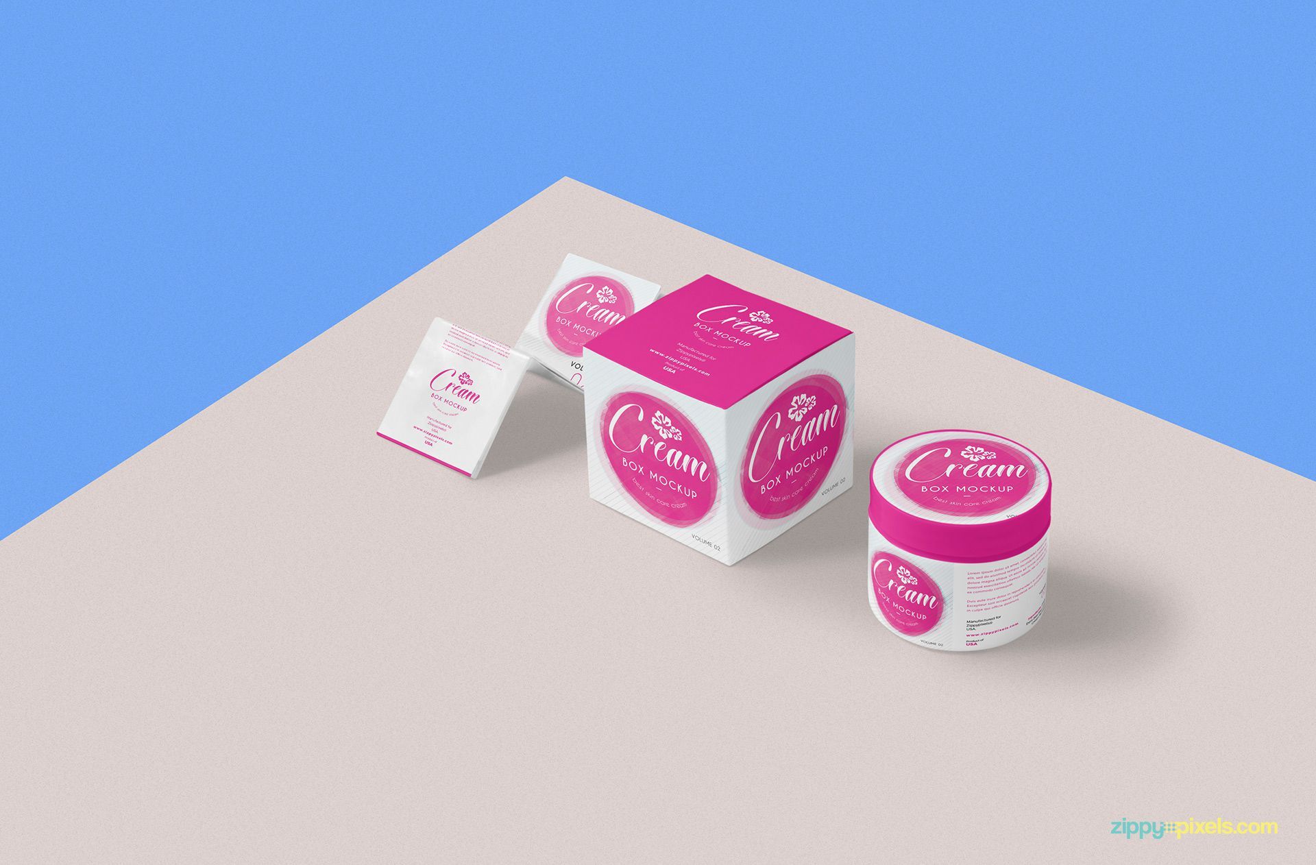 Cosmetic Cream Branding Mockup with Cream Pot, and User Manual FREE PSD