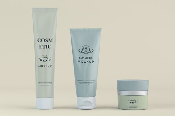 Cosmetics Mockup Featuring Two Tubes and Jar FREE PSD