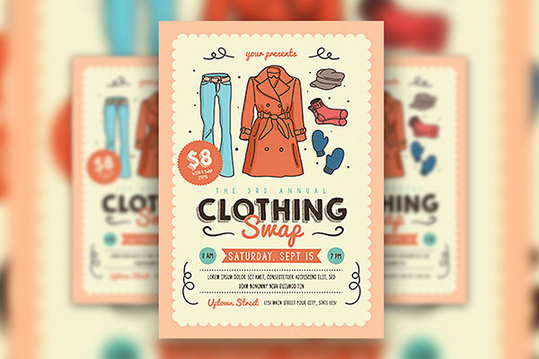 Cute Clothing Swap Flyer Template FREE PSD