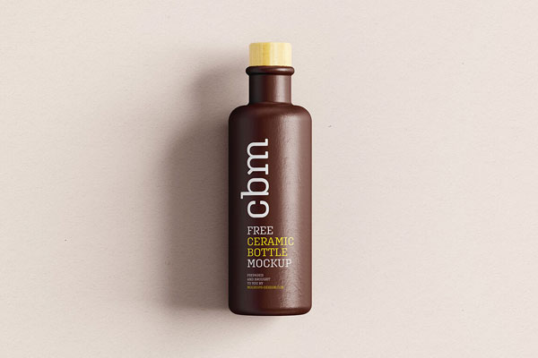 Dark Ceramic Bottle PSD Mockup FREE PSD