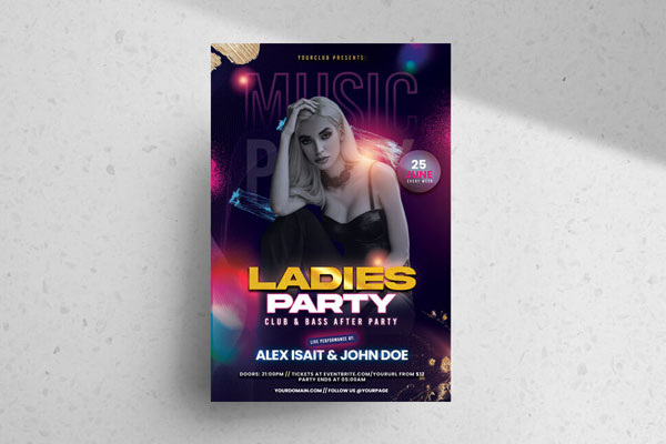 Dark Ladies-Night Party Flyer Template FREE PSD