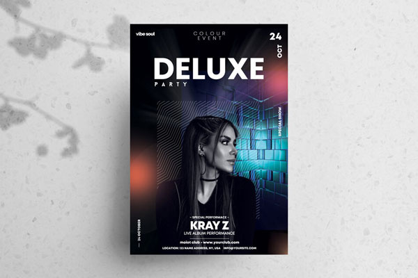 Deluxe Party and DJ Music Flyer Template FREE PSD