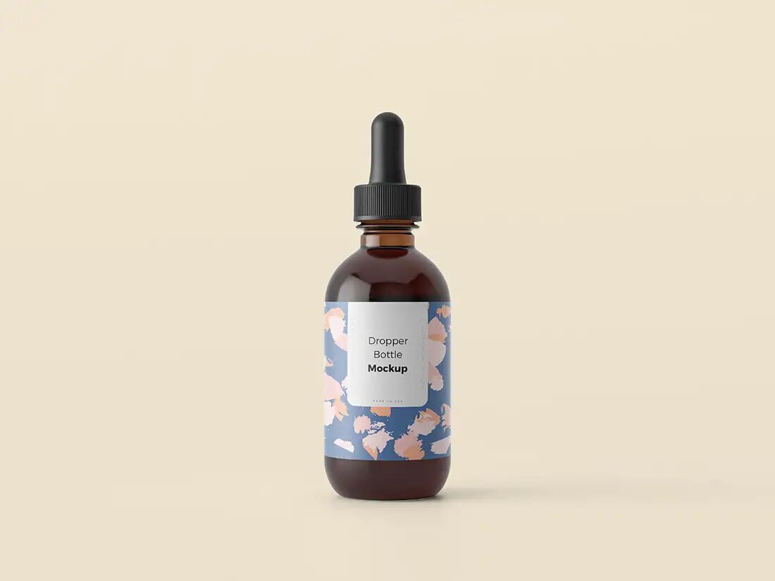 Amber Glass Essential Oil Bottle Mockup - Free Download Images