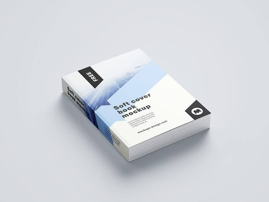 Different Angles, Cover and Inside of a Softcover Book Mockup Set FREE PSD