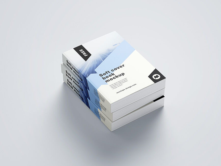 Different Angles, Cover and Inside of a Softcover Book Mockup Set FREE PSD