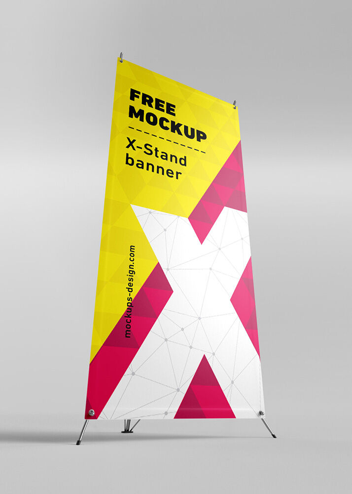 Different Views of a X-Stand Banner Mockup FREE PSD