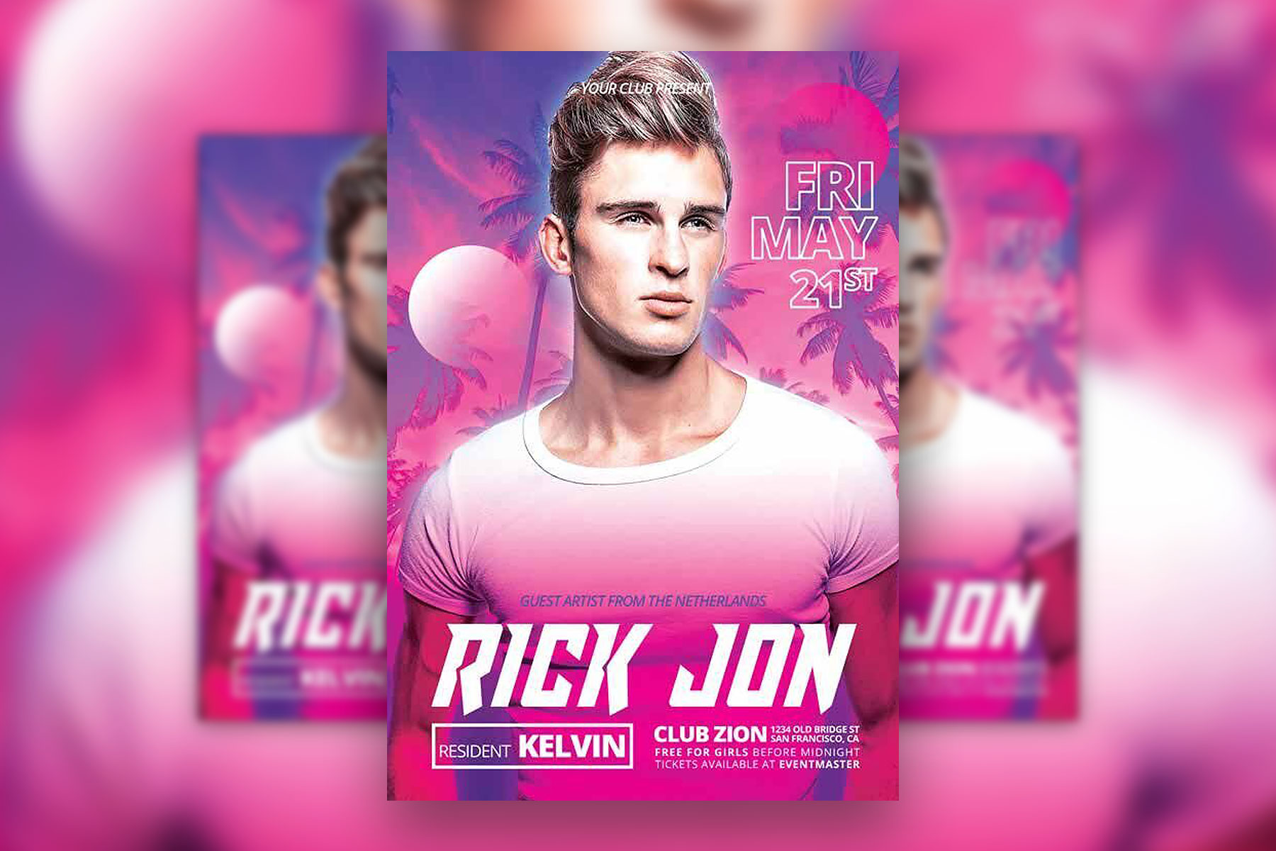 DJ Flyer Template with Pink Theme Free Download | Resource Boy