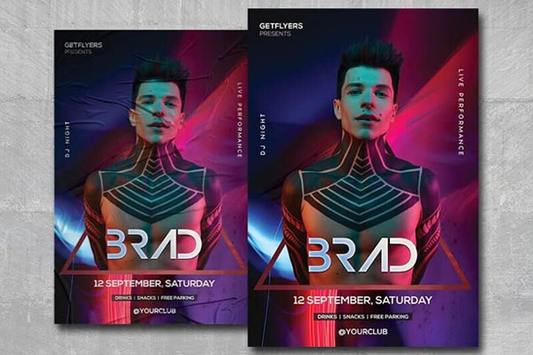 DJ Flyer Template with Colorful Theme FREE PSD