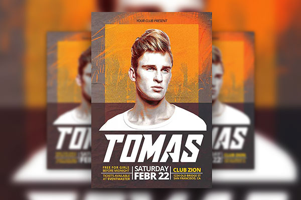 DJ Flyer Template with Concert Background FREE PSD