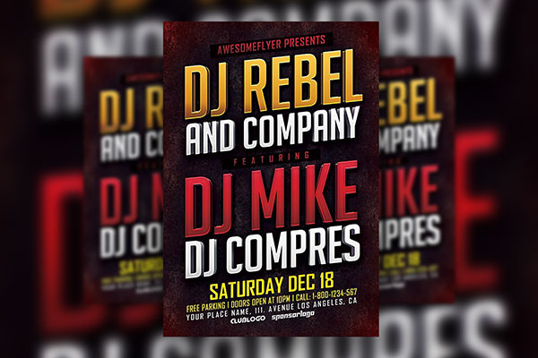 DJ Nightclub Event Flyer Template FREE PSD