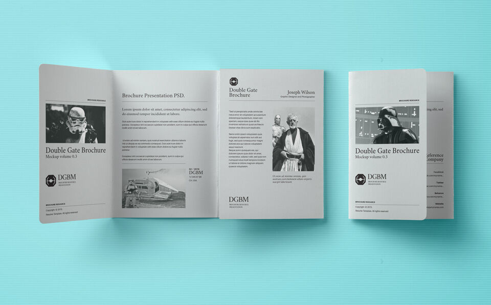 Double Gate Fold Brochure Opened and Closed Versions Mockup FREE