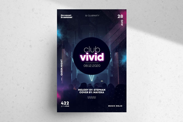 Electro Club Vivid Flyer Template FREE PSD