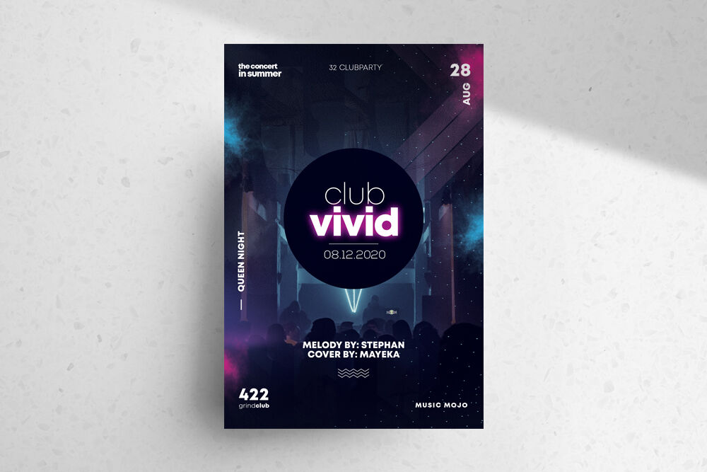 Electro Club Vivid Flyer Template FREE PSD