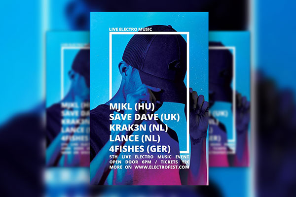 Electro Music Festival Flyer and Poster Template FREE PSD