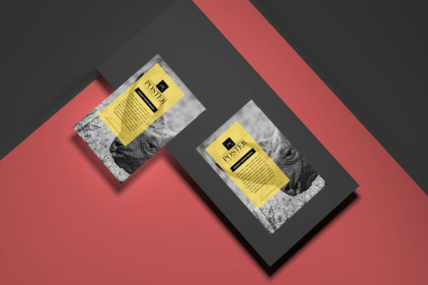 Elegant Customizable Posters Mockup On A Surface FREE PSD