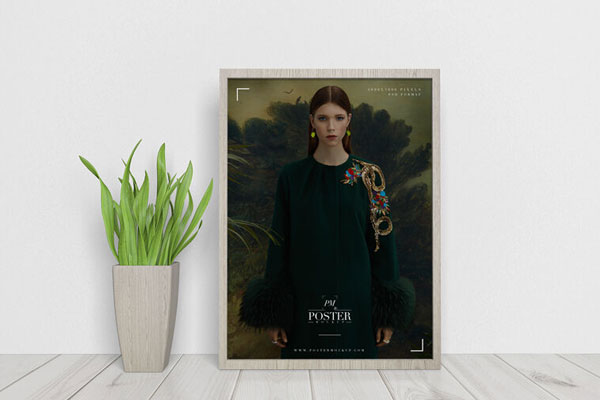 Elegant Interior Framed Poster With A Plant In The Scene FREE PSD