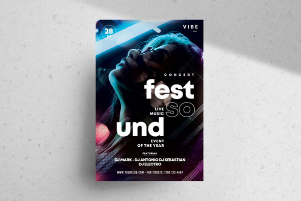 Elegant Music Festival Flyer Template FREE PSD