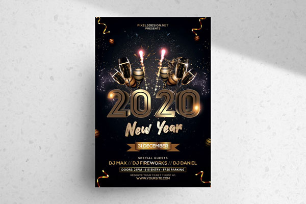 Elegant New Year's Eve Flyer Template FREE PSD