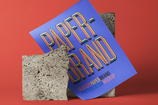 Elegant Paper Brand Mockup Between stones FREE PSD