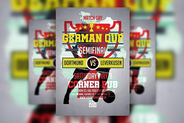Euro Soccer Cup Flyer Template with Gray Border FREE PSD