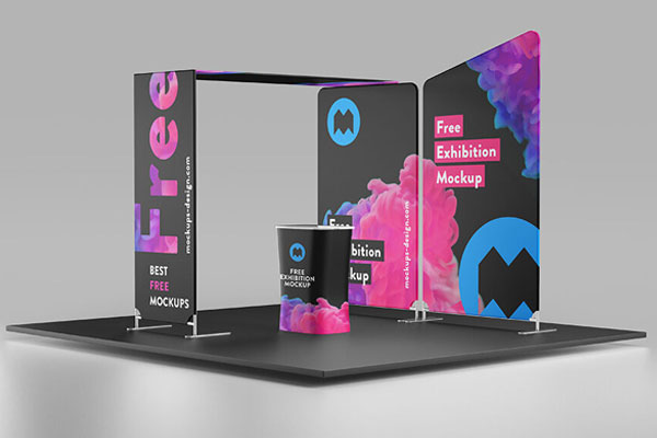 Exhibition Objects On A Black Board Mockup FREE PSD
