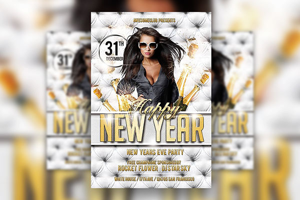 Fashionable New Year Party Flyer Template FREE PSD