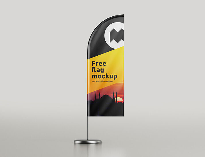 Feather Flag On A Metal Stand Mockup FREE PSD
