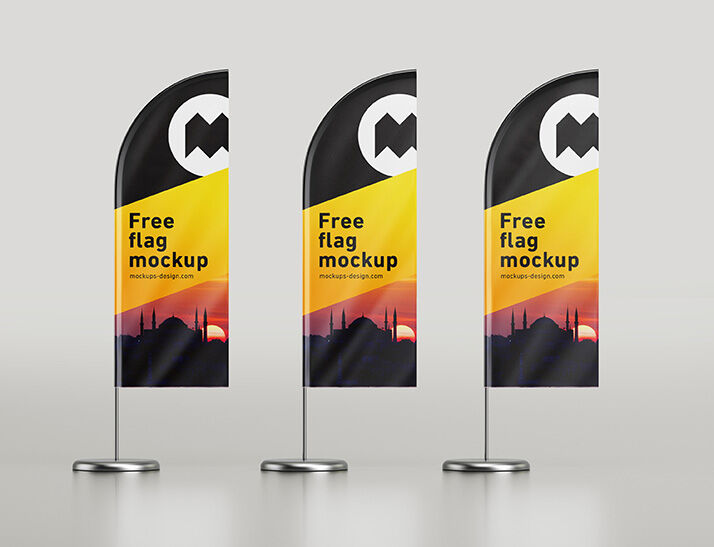 Feather Flag On A Metal Stand Mockup FREE PSD