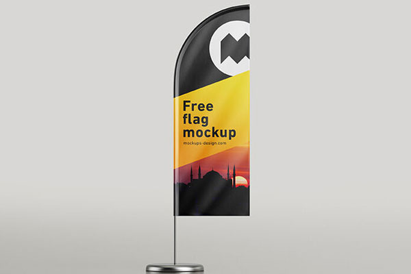 Feather Flag On A Metal Stand Mockup FREE PSD