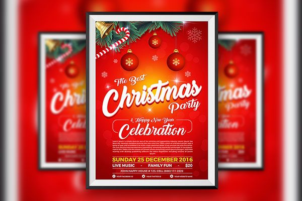 Festive Christmas Party Flyer Template FREE PSD