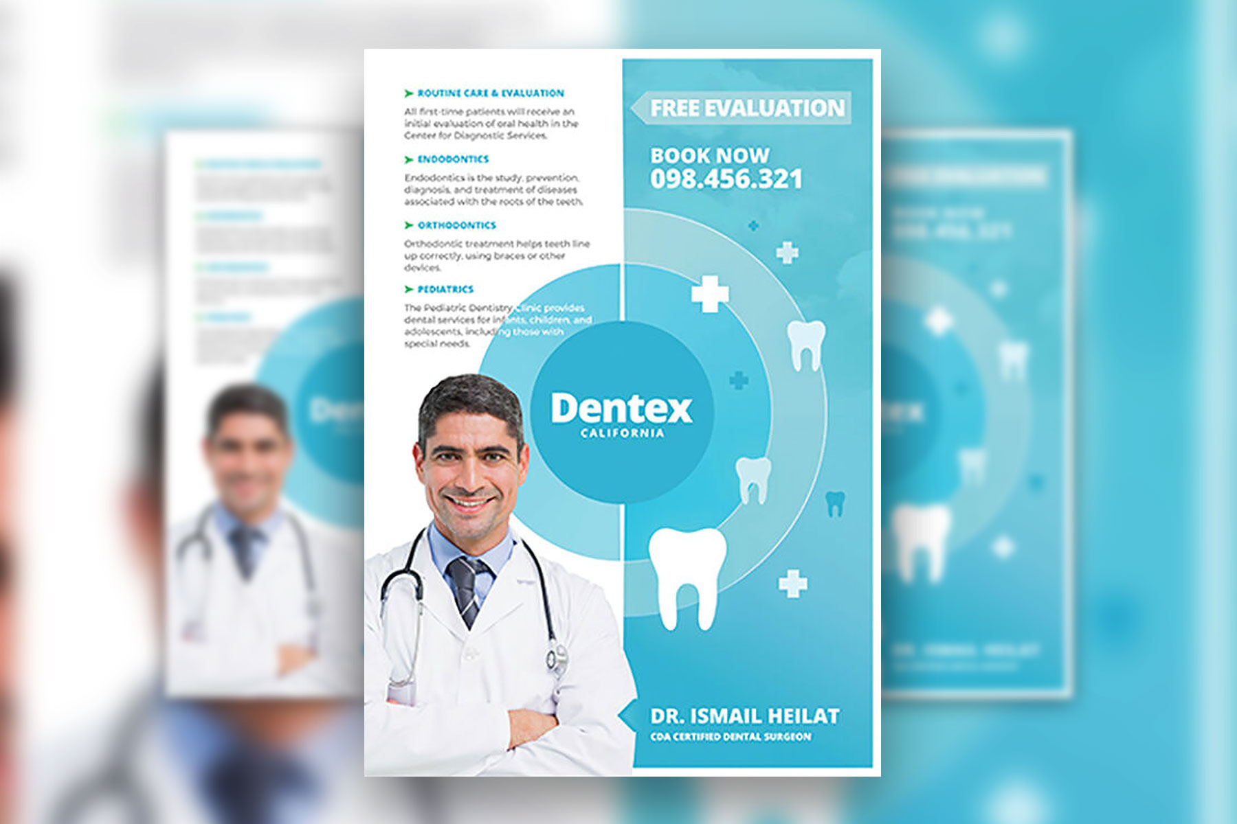 Flat Dentistry and Pharmaceutical Flyer Template FREE PSD